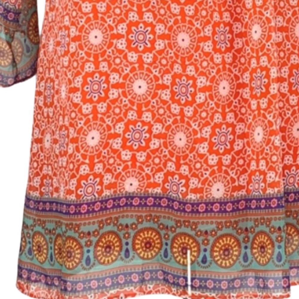 GB Girl Orange Lightweight Geometric Cold Shoulder Dress Youth size X-Large - Picture 6 of 15